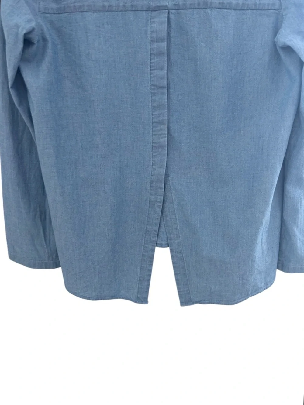 Theory Ophelia Chambray Split Back Blouse Size Small